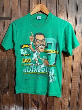 Vintage Single Stitch Salem Dennis Johnson Tribute Green Graphic Tee